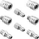 Pressure Washer Quick Connect 3/8 Inch, Pressure Washer Fittings, Stainless Steel Adapter Set, Quick Connect Hose Fittings, Female and Male 3/8" NPT Thread, 8 Pack