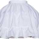 YULUOSHA Women Girls Crinoline Short Petticoat 2 Hoops Victorian Skirt Ball Gown Elastic Waist Underwear Half Slip Underskirt (One Size, White)