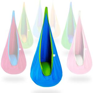 OUTREE Kids Pod Swing Seat, Cotton Child Hammock Swing Chair, Sensory Swing for Indoor and Outdoor Use, Blue