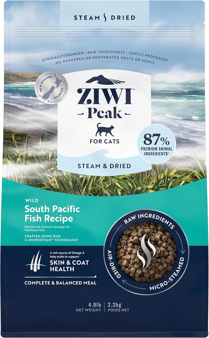 ZIWI Peak Steam & Dried Cat Food  Wild South Pacific Fish - High Protein, Skin & Coat Health, Low Carb, for All Life Stages (78.4oz) (4.9 Pound (Pack of 1))