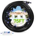 RAINPOINT Misters for Outside Patio - Upgraded 75FT(23M) Misting System Kit with Water Filter for Cooling Outdoor, 75FT Misting Line + 22 Mist Nozzles for Backyard Garden Porch Deck Greenhouse