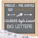 Grey Changeable Felt Letter Board, 10x10 Inch, 725 Pre-Cut & Sorted Letters, First Day of School, Classroom Decor, Message Sign