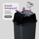 Garbage Can with Swing Top-Split Lid, 2 Pack | Small Trash Can with Lid | Durable Plastic | Slim & Sturdy Trash Bin | Fingerprint Resistant | 2.5 Gallon / 10.5 qt / 10 L  Grey/Black | Superio
