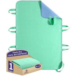 Positioning Bed Pad with Handles – Quick-Drying, 8-Handle Incontinence Bed Pads – Washable, Waterproof, Reusable Pads for Elderly, Bedridden, Transferring, & Mattress Protection 34"x52"