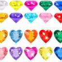 Niceup 56pcs Heart and Diamond Diving Gems 1.57in Tressure Box Easter Egg Filler Princess Party Decoration Favors Crystal Acrylic Heart Shape Gemstones for Summer Swimming Training Pool Toys