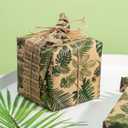 RUSPEPA Kraft Wrapping Paper Roll - Green Leaf Pattern - 30 Inches x 100 Feet, 1 Count