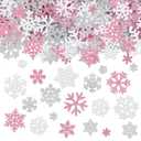 16pc  Snowflake Glitter Foam Stickers Winter Pink White Silver Snowflake Decals Self Adhesive Stickers for Winter Xmas DIY Crafts Greeting Cards Making Home Office School Party Decor