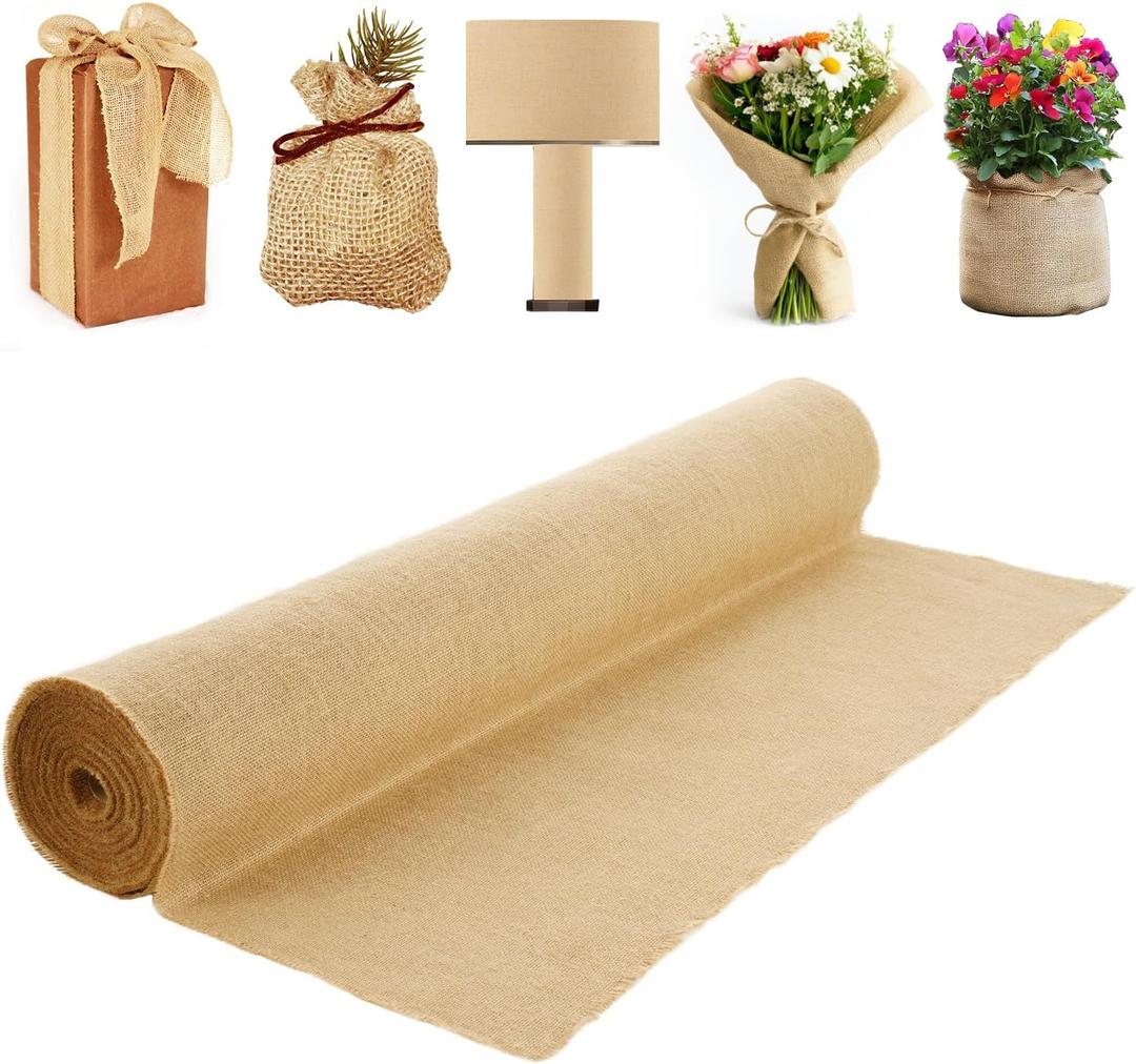 VEVOR Burlap Fabric Roll, 40 x 75 ft High Density Natural Jute Fiber Material for Outdoor Plant Care, Tree Wrap Roll, Decor, DIY Crafts, Wedding, Garden Weed Barrier, Plants & Trees Winter Covering
