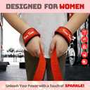 Teun Teun Glitter Weight Lifting Wrist Straps  24-Inch Cotton Gym Straps with Neoprene Padding for Deadlifts, Powerlifting, and Strength Training (Red)