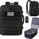 MOZETO TSA Approved Carry On Backpack, Extra Large Tactical Travel Backpack for Men, Airplane Approved Weekender Bag, Water Resistant Lightweight Laptop Daypack for Flight, Black