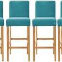 SONNACH Velvet Counter Stool Pub Chair Covers - Removable and Stretchable Slipcovers for a (4, Turqouise)