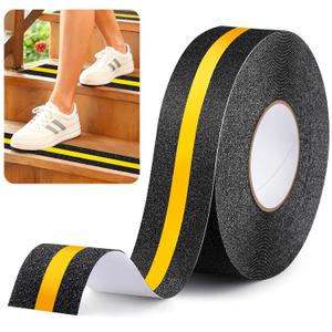 2" x 80ft Anti Slip Tape with Reflective Stripe, Adhesive Grip Non Slip Stair Treads Tape, Non Skid High Traction Adhesive for Stairs Step Ramps Boats Decks
