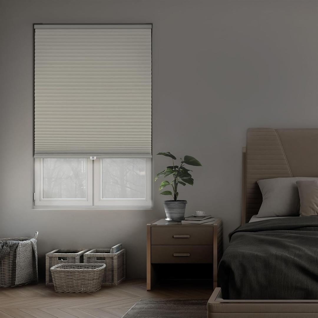 DEZ FURNISHINGS Cordless 1.5" Blackout Cellular Shade, Energy Saver, 40.5" W x 48" H, Alabaster