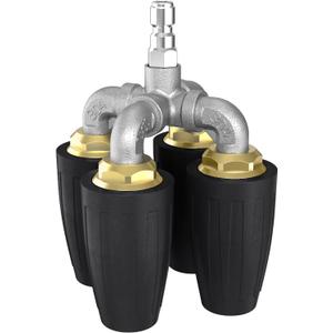 4-in-1 Turbo Nozzle Pressure Washer, Quadruple Turbo Nozzle for Power Washer, 360° Rotating Pressure Washer Tip with 1/4" Quick Connect, 2.0 Orifice, 4800 PSI, 4-6 GPM