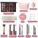 Makeup Set for Women, Makeup Full Kit for Beginners & Professionals, Travel Makeup Set for Teens & Adults, Makeup Gift Set for Girls, Eyeshadow Palette, Lip Gloss, Face & Eye Make up (40 Earth Colors Eyeshadow + 2Lip Gloss + Blush + Mascara + Pink Cosmetic Bag)