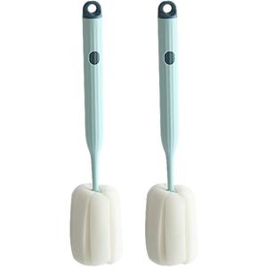 Bottle Soft Brush -2Pcs Sponge Bottle Brush Soft and Easy to Clean, Baby Bottle Sponge Brush Can Effectively Remove The Stain Residue On The Bottom of The Cup(Blue)