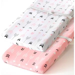 Stretchy Changing Pad Covers BROLEX 2 Pack Jersey Knit Changing Table Covers for Girls Boys,Pink & White Arrow
