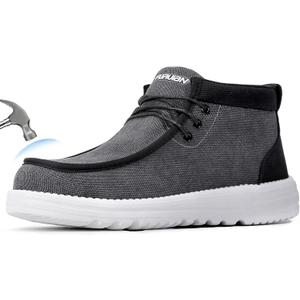 Furuian Steel Toe Shoes for Men High-top Safety Shoes Steel Toe Work Boots for Men Lightweight Canvas Safety Work Loafers Zapatos De Seguridad para Hombres (7, Grey)