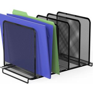 Simple Houseware Expandable 5 Section Upright File Sorter Organizer, Black (1 Pack - Total 5 Sections)