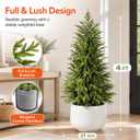 4FT Artificial Norfolk Pine Trees Set of 2, UV Resistant Artificial Outdoor Plants with Warm White LEDs and Planters for Front Porch Entryway Patio Decor