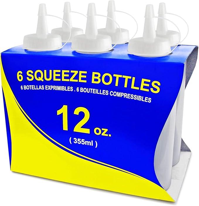 New Star Foodservice 26146 12 oz. Plastic Squeeze Bottles, Clear - Pack of 6