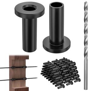 Cable Railing Protector Sleeves - 120 Pack T316 Stainless Steel Protective Sleeves - 1/8" 3/16" 5/32" Black Deck Cable Railing Hardware Kit for Wood Posts