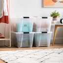 IRIS USA 54 Qt Stackable Plastic Storage Bins with Lids, 4 Pack - BPA-Free, Made in USA - See-Through Organizing Solution, Latches, Durable Nestable Containers, Secure Pull Handle - Clear