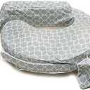 My Brest Friend Nursing Pillow - Deluxe - Enhanced Comfort w/ Slipcover - Ergonomic Breastfeeding Pillow For Ultimate Support For Mom & Baby - Adjustable Pillow W/ Handy Side Pocket, Flower Key Grey