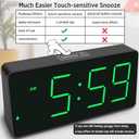 Peakeep Battery Operated Digital Alarm Clock for Bedrooms - Cordless Large Big Numbers 4 Dimmers, Auto Dimming for Seniors, Adjustable Volume Loud Alarm Clock for Heavy Sleepers Adults (Green Digits)