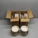 AmorArc Ceramic Dinnerware Sets for 8, 24 Pieces Handpainted Plates and Bowls Set with Rustic Terracotta Underside, Scratch Resistant Stoneware Dishes Set, Dishwasher & Microwave Safe, Light Beige (Service for 8)