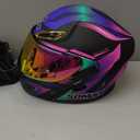 Womens Motorcycle Helmet with Bluetooth - DOT Modular Motorcycle Helmets with Dual Visor, Flip Up Full Face Purple Helmet with Speaker and Mic, Size L