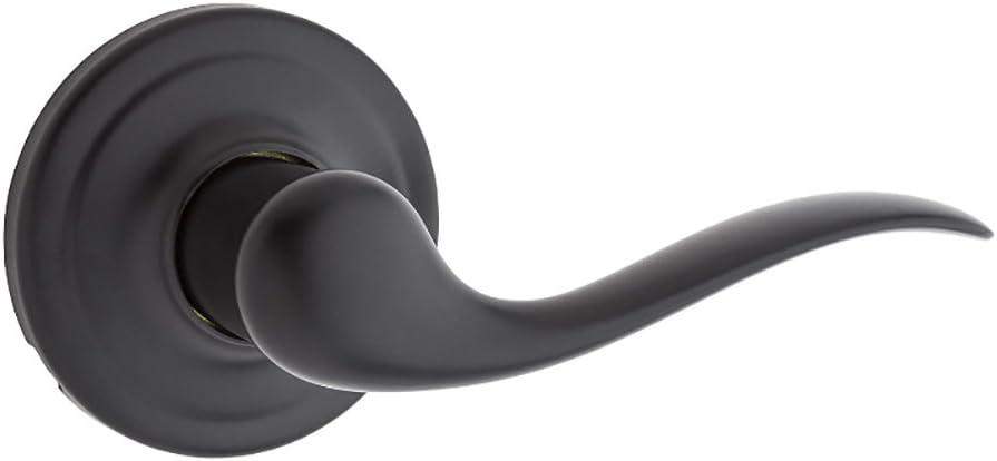 Kwikset Tustin Dummy Door Handle, Single Sided Lever for Closets, French Double Doors, and Pantry, Matte Black Non-Turning Right Handed Interior Push/Pull Lever, with Microban Protection