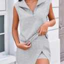 Fisoew Womens 2 Piece Skirt Sets Summer Sleeveless Half Zip Sweatshirt Athletic Skorts Tennis Outfits Casual Sweatsuits, Size: Medium (Gray)