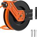 Giraffe Tools TA15 Retractable Air Hose Reel Swivel 3/8" x 50 ft Hybrid Hose, Max 300 PSI, Ceiling/Wall Mounted Heavy Duty Industrial Commercial Air Compressor Hose Reel, 50ft, Tangelo (50 FT with Bracket)