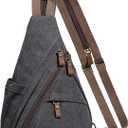 KL928 Canvas Sling Bag - Small Crossbody Backpack Shoulder Casual Daypack Rucksack for Men Women(Large Version,Black)