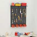 TORACK Garage Metal Pegboard with Accessories, Tools Organizer Peg Board with Pegboard Hooks, Wall Mounted Bins, Tool Storage Pegboards for Wall(Black)