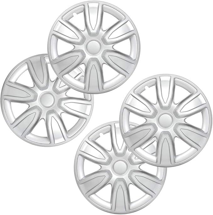 ECCPP 4PC Set 15 inch Silver Hubcap Wheel Cover OEM Replacement Full Lug Skin Durable - Modern & Stylish Auto Tire Replacement Exterior Cap - Snap On Hubcap - for 09-18 Toyota Camry Corolla