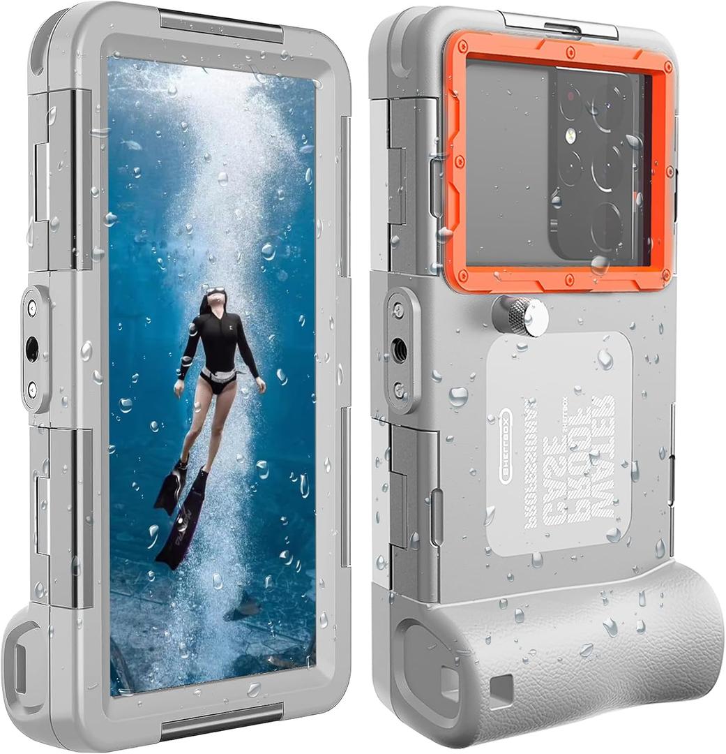 2026 Underwater Phone Cases for Snorkeling, Waterproof Phone Case for Phone 17/16/15/14/13/12Pro Max for Galaxy S25/S24/S23/S22/S21,Scuba Underwater Photo Video Grey