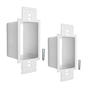 BestMounts - 2 Pack Electrical Power Outlet Box Extender Kit  Single Gang Box Extender - Single Receptacle Heavy Duty Plastic (White)