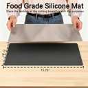 Large Stainless Steel Cutting Boards for Kitchen, Chopping Boards with Grey Non-slip Mat, Cutting Board with Counter Lip for Meat, Fruits, Vegetables, Bread,Dough(15.75" 11.81")
