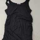 Smallshow Women's Split Long Maternity Dress Sleeveness Ruched Pregnancy Clothes (Medium, Black)
