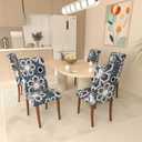 Stretch Dining Chair Covers Set of 6,Floral Print Chair Covers,Soft Removable Washable,Pet Friendly Furniture Protector,Universal Chair Slipcovers for Home, Kitchen,Ceremony Dining Room Seat (Gray Eight-petaled Flowers)
