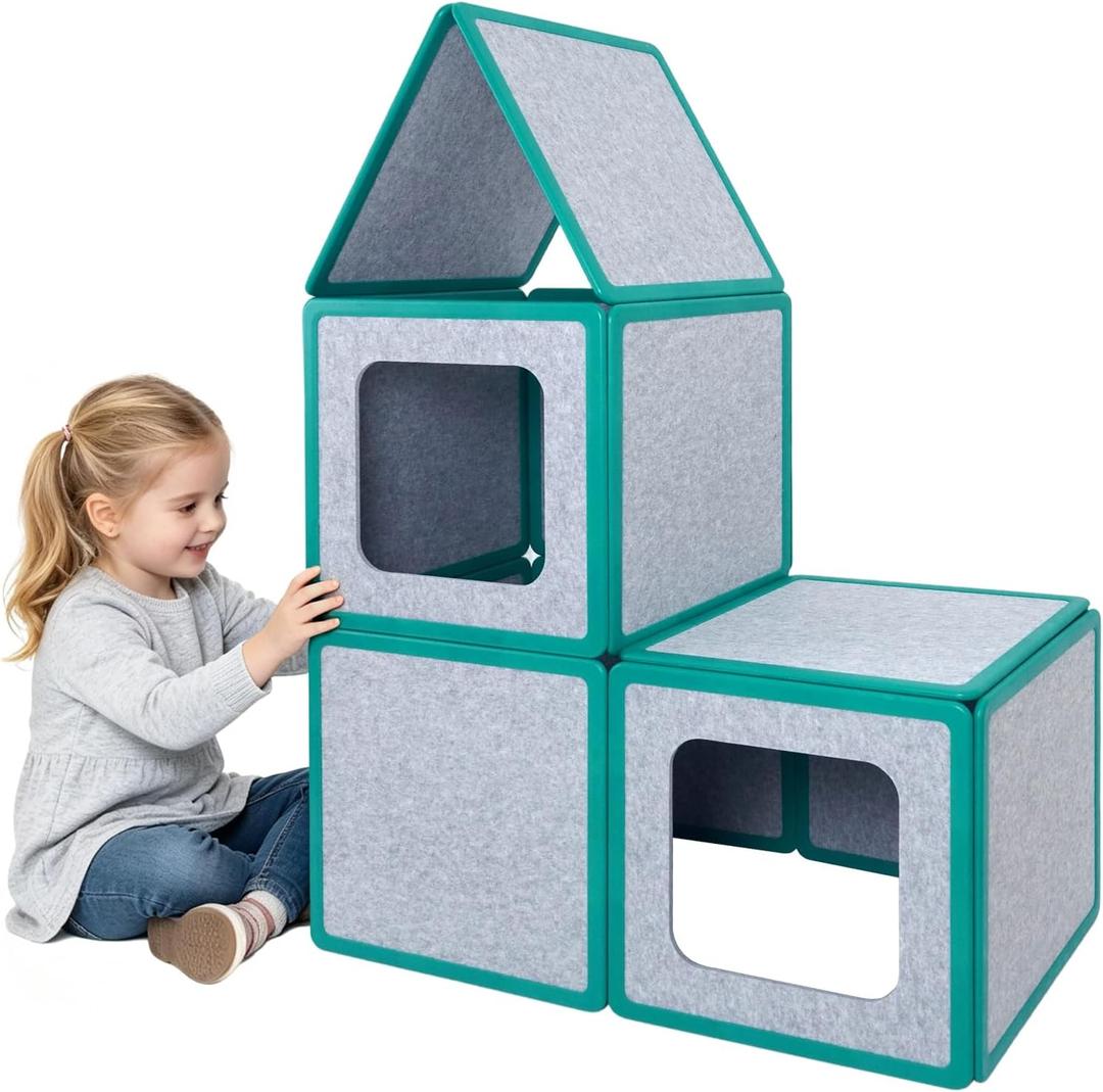 Magnetic Fort Building Kit for 3+Kids16PCS Giant Magnetic Blocks with Strong Magnets, STEM Kids Toys for Creative Indoor & Portable Playhouse