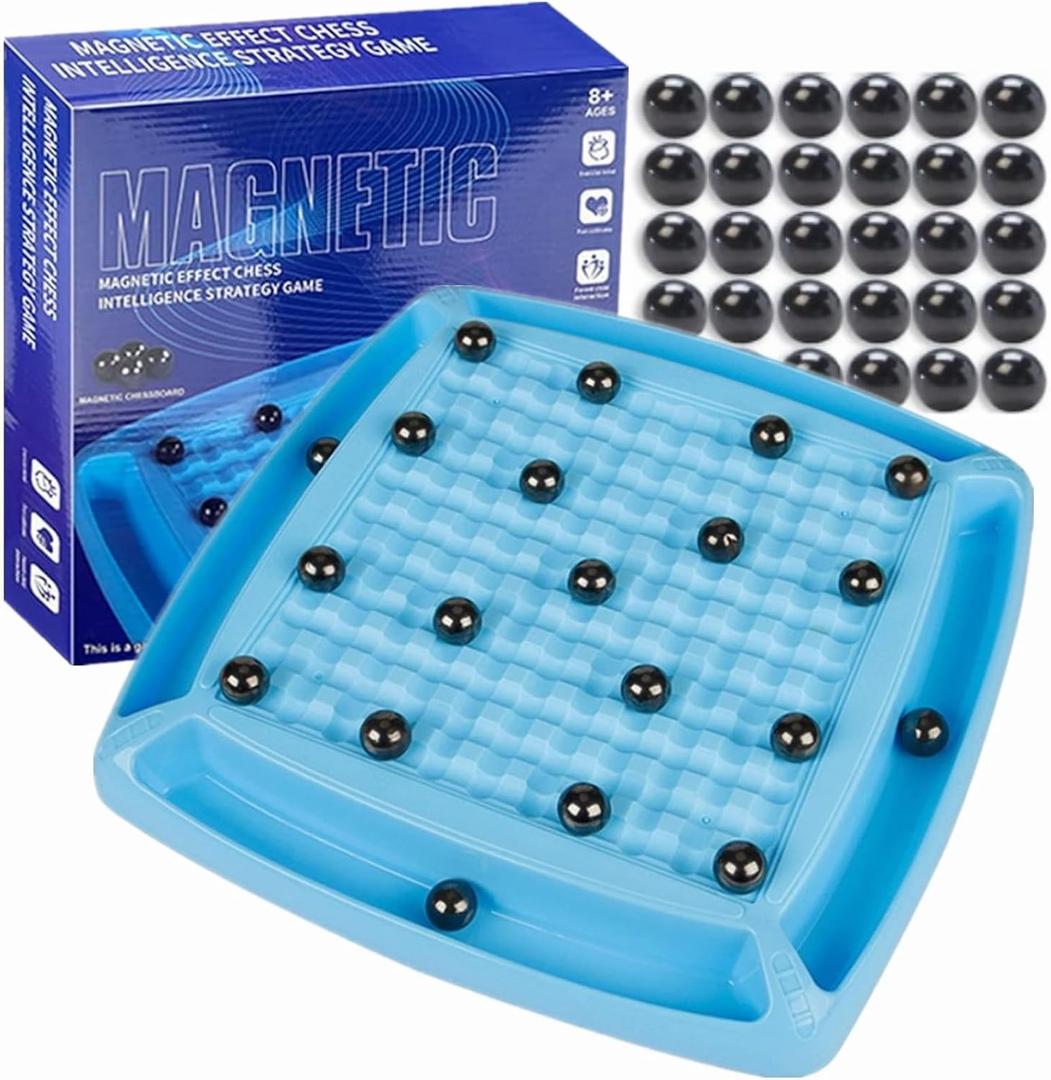 Magnetic Chess Game, Portable Magnetic Chess Game with Stones - 30 Stones, Fun Table Top Multiplayer Strategy Game. (30 Round Magnets)