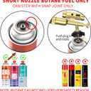 Brass Butane Torch Kitchen Blow Lighter, Culinary Torches Chef Cooking Professional Adjustable Flame with Reverse Use for Creme, Brulee, BBQ, Baking,Butane Fuel Not Included