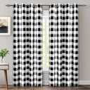 DriftAway Buffalo Plaid Blackout Curtains Black and White Farmhouse Double Layer Thermal Insulated Checkered Gingham Grommet Drapes for Living Room Bedroom 2 Panels Each 52W x 84L Black
