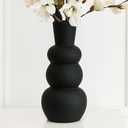 Tenforie Black Vase, Modern Ceramic Vase, Black Matte Clay Vases for Pampas Grass, Minimalist Home Fresh Flowers, Dried Flowers