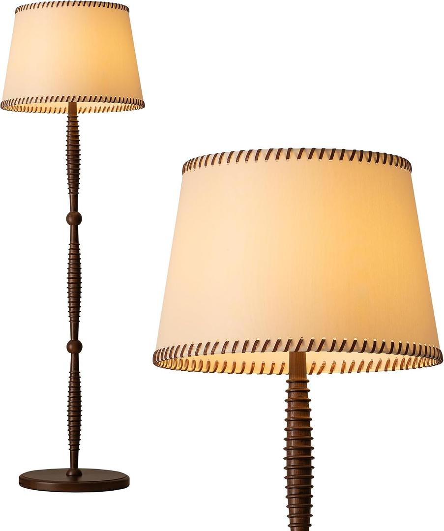 Aisilan Wooden Farmhouse Floor Lamp, Traditional Tall Natural Real Wood Standing Lamp, Rustic Retro Vintage Mid Century Modern Floor Lamp for Living Room Bedroom Reading Corner Sofa Decor