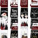 Bencailor 16 Pcs Christmas Kitchen Towels Xmas Holiday Hand Dish Towels Buffalo Plaid Snowman Truck Tea Dishcloths for Christmas Winter Holiday Kitchen Bathroom Home Decor Gifts (Red, Black)