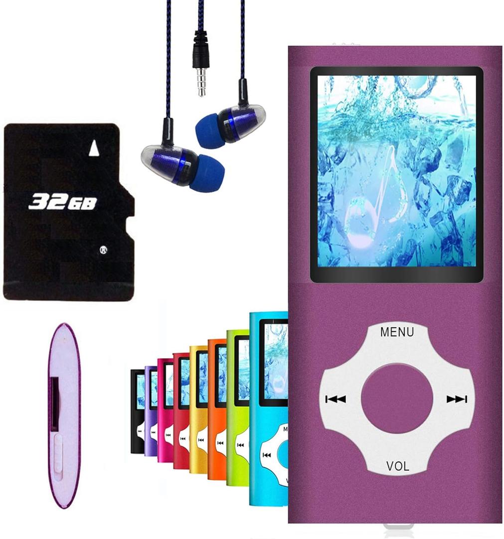 MP3 Player, Hotechs MP3 Music Player with 32GB Memory SD Card Slim Classic Digital LCD 1.82'' Screen MINI USB Port with FM Radio, Voice Record